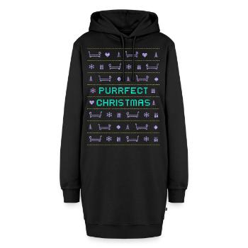 Purrfect Christmas ugly xmas neon colors - Hoodie-Kleid - Schwarz - Vorne - AI Model Female 172 light (172cm)