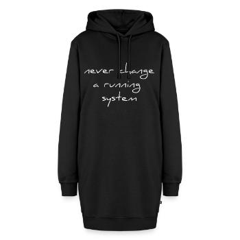 never change a running Sytem Spruch Schrift - Hoodie-Kleid - Schwarz - Vorne - AI Model Female 172 light (172cm)