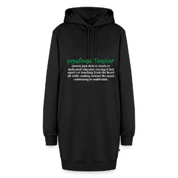 Online-Lehrer - Hoodie-Kleid - Schwarz - Vorne - AI Model Female 172 light (172cm)