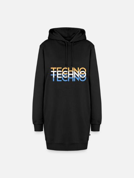 Techno - Hoodie-Kleid - Schwarz