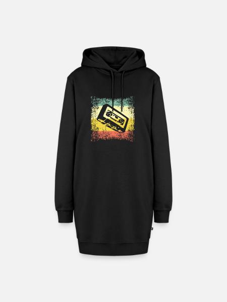 Vintage Kassette - Hoodie-Kleid - Schwarz