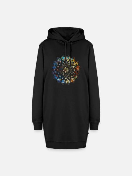 Mandala - Hoodie-Kleid - Schwarz