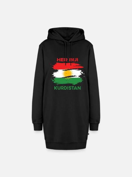 Kurdistan - Hoodie-Kleid - Schwarz