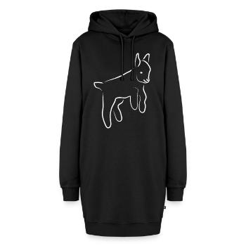 Ziege weiß /Goat white - Hoodie-Kleid - Schwarz - Vorne - AI Model Female 172 light (172cm)