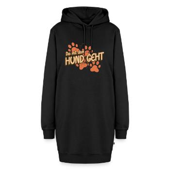 Die mit dem Hund geht - Hoodie-Kleid - Schwarz - Vorne - AI Model Female 172 light (172cm)