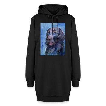 flatcoated Retriever - Aquarell - Hoodie-Kleid - Schwarz - Vorne - AI Model Female 172 light (172cm)