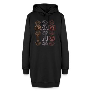Gaming-bunt-transparent - Hoodie-Kleid - Schwarz - Vorne - AI Model Female 172 light (172cm)