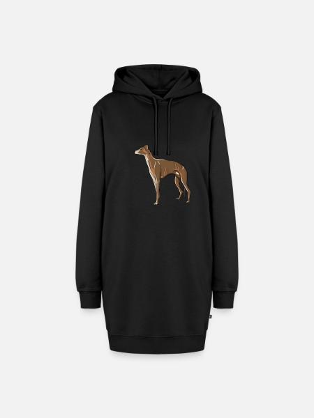 Windhund Illustration - Hoodie-Kleid - Schwarz