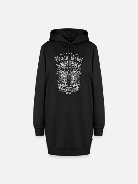 Vegan Rebel White Edition - Hoodie-Kleid - Schwarz