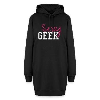 Sexy Geek - Hoodie-Kleid - Schwarz - Vorne - AI Model Female 172 light (172cm)