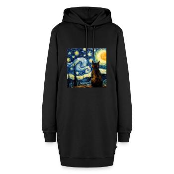 Katze, katzenmotiv - Hoodie-Kleid - Schwarz - Vorne - AI Model Female 172 light (172cm)