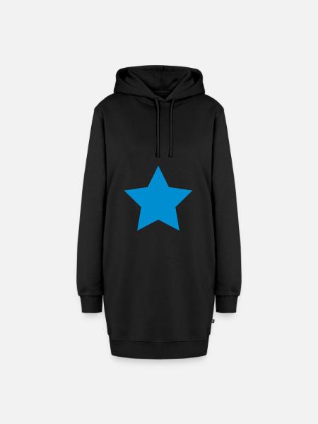 Stern Blau - Hoodie-Kleid - Schwarz