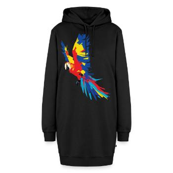 Papagei - Hoodie-Kleid - Schwarz - Vorne - AI Model Female 172 light (172cm)