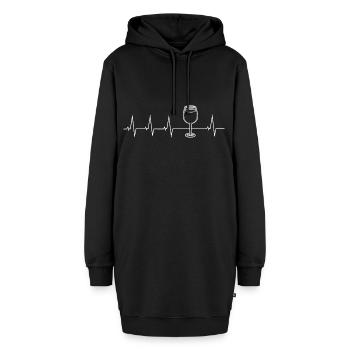 Ich liebe Wein - Herzschlag - Hoodie-Kleid - Schwarz - Vorne - AI Model Female 172 light (172cm)