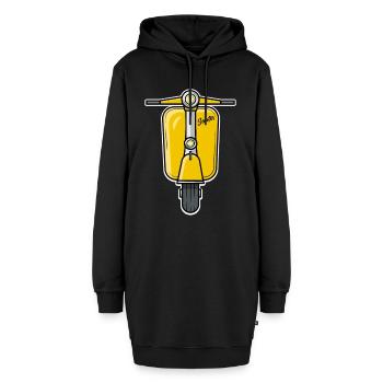 Scooter Motorroller Roller gelb - Hoodie-Kleid - Schwarz - Vorne - AI Model Female 172 light (172cm)