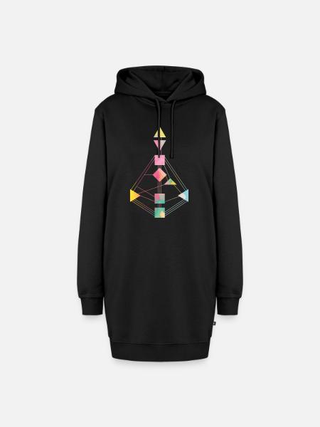 Human Design Chart Farbenfroh 2 - Hoodie-Kleid - Schwarz