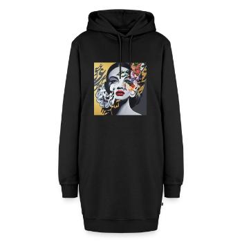 Kalligrafie persische Frau - Hoodie-Kleid - Schwarz - Vorne - AI Model Female 172 light (172cm)