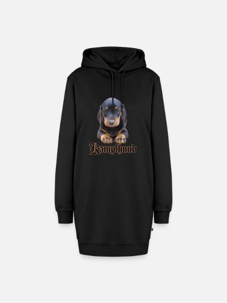 Dackel Kampfhund - Hoodie-Kleid - Schwarz