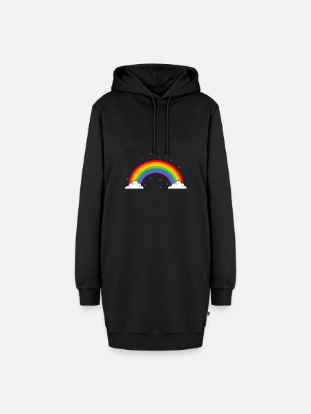Regenbogen - Hoodie-Kleid - Schwarz