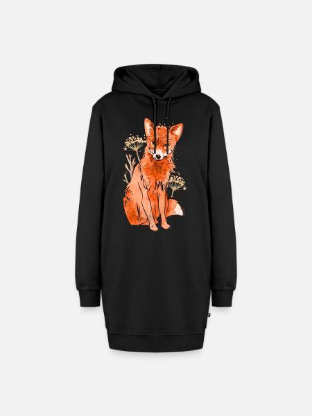 Roter Fuchs mit Klecksen - Hoodie-Kleid - Schwarz