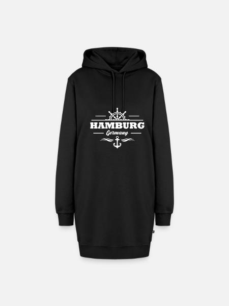 Hamburg Germany Stadt Anker Wellen Geschenk - Hoodie-Kleid - Schwarz