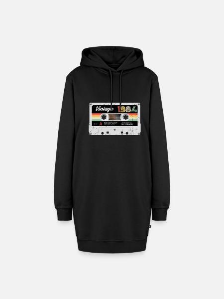 Vintage Kassette 1984 Retro Classic Geburtstag - Hoodie-Kleid - Schwarz