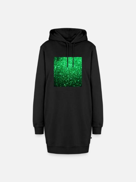 Funkelnder grüner Glitter - Hoodie-Kleid - Schwarz