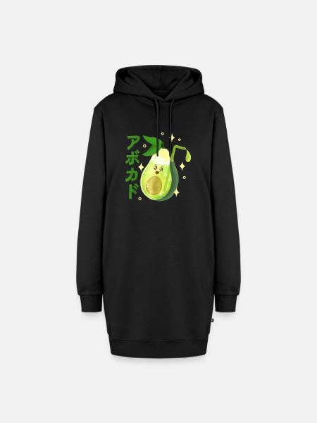 Kawaii Avocado Saft - Hoodie-Kleid - Schwarz
