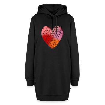Herz farbig bemalt - Hoodie-Kleid - Schwarz - Vorne - AI Model Female 172 light (172cm)