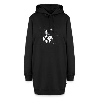 Astronaut schaut in die Sterne - Hoodie-Kleid - Schwarz - Vorne - AI Model Female 172 light (172cm)