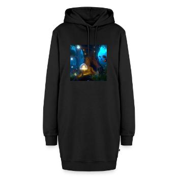 Magischer Wald - Hoodie-Kleid - Schwarz - Vorne - AI Model Female 172 light (172cm)