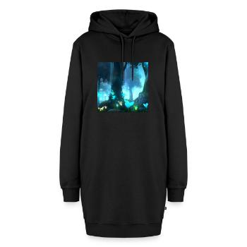 Magischer Wald - Hoodie-Kleid - Schwarz - Vorne - AI Model Female 172 light (172cm)