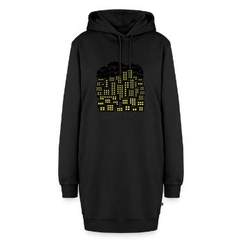 Stadt - Hoodie-Kleid - Schwarz - Vorne - AI Model Female 172 light (172cm)