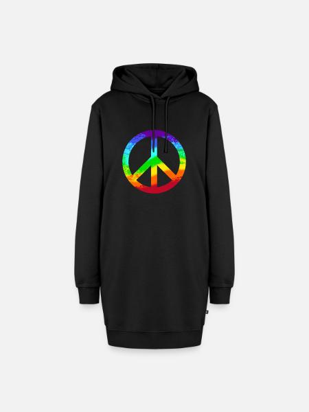 Peace-Zeichen Regenbogen Frieden Pazifist Reggae - Hoodie-Kleid - Schwarz