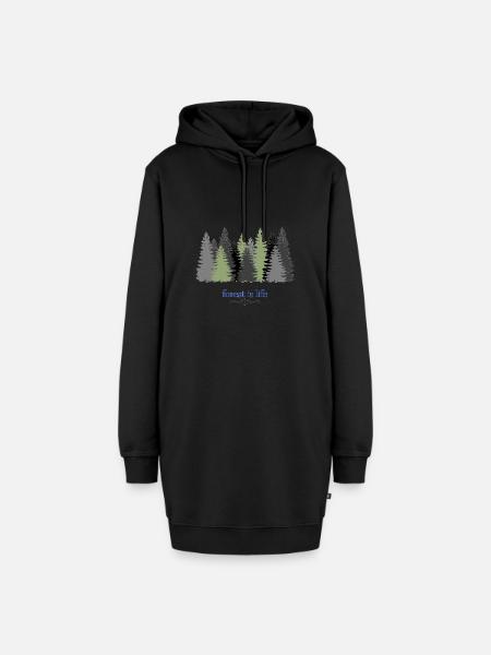 natürlich-Wald-Illustration - Hoodie-Kleid - Schwarz