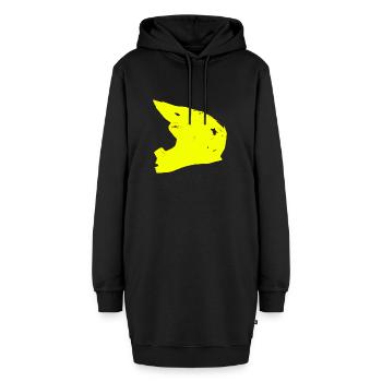 Helm gelb - Hoodie-Kleid - Schwarz - Vorne - AI Model Female 172 light (172cm)