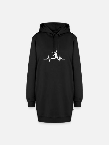 Mein Herz schlägt für Badminton - Hoodie-Kleid - Schwarz