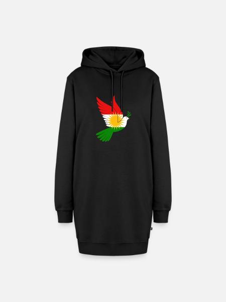 Taube Kurdistan Peace - Hoodie-Kleid - Schwarz