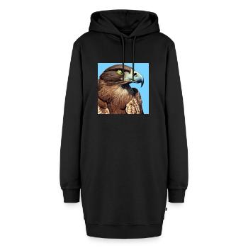 Adlerkopf-Illustration - Hoodie-Kleid - Schwarz - Vorne - AI Model Female 172 light (172cm)