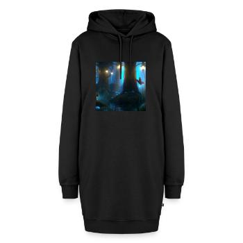 Magischer Wald - Hoodie-Kleid - Schwarz - Vorne - AI Model Female 172 light (172cm)