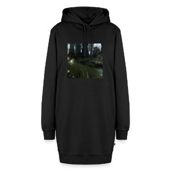 Magischer Wald - Hoodie-Kleid - Schwarz - Vorne - AI Model Female 172 light (172cm)