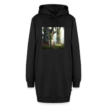 Magischer Wald - Hoodie-Kleid - Schwarz - Vorne - AI Model Female 172 light (172cm)