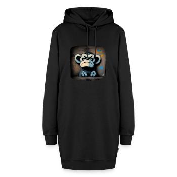 Bored Äffchen | Bored Monkey | Bored AF | as fck - Hoodie-Kleid - Schwarz - Vorne - AI Model Female 172 light (172cm)