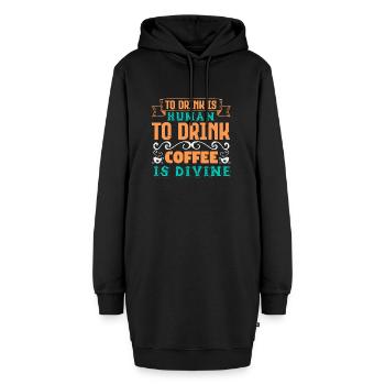 TRINKEN IST MENSCHLICH KAFFEE TRINKEN IST GÖTTLICH - Hoodie-Kleid - Schwarz - Vorne - AI Model Female 172 light (172cm)