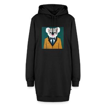 Hipster Tiere lustiges Design Koala im Anzug Spaß - Hoodie-Kleid - Schwarz - Vorne - AI Model Female 172 light (172cm)