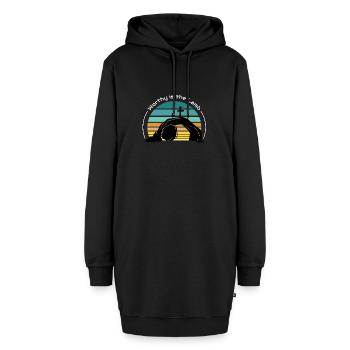Würdig ist das Lamm - Hoodie-Kleid - Schwarz - Vorne - AI Model Female 172 light (172cm)