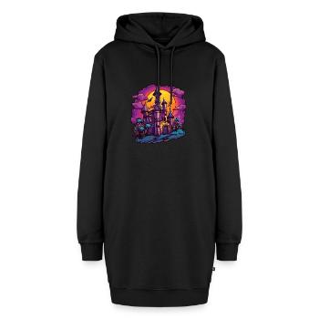 Halloween Spukschloss Clipart - Hoodie-Kleid - Schwarz - Vorne - AI Model Female 172 light (172cm)