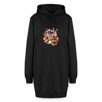 Leo die Katzenfrucht - Hoodie-Kleid - Schwarz - Vorne - AI Model Female 172 light (172cm)