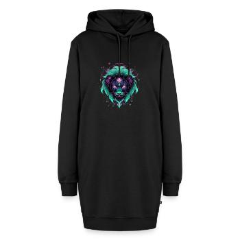 Zodiac Leo - Hoodie-Kleid - Schwarz - Vorne - AI Model Female 172 light (172cm)