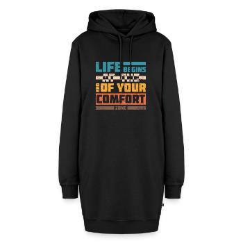 Life Begins At The End Of Your Comfort Zone - Hoodie-Kleid - Schwarz - Vorne - AI Model Female 172 light (172cm)